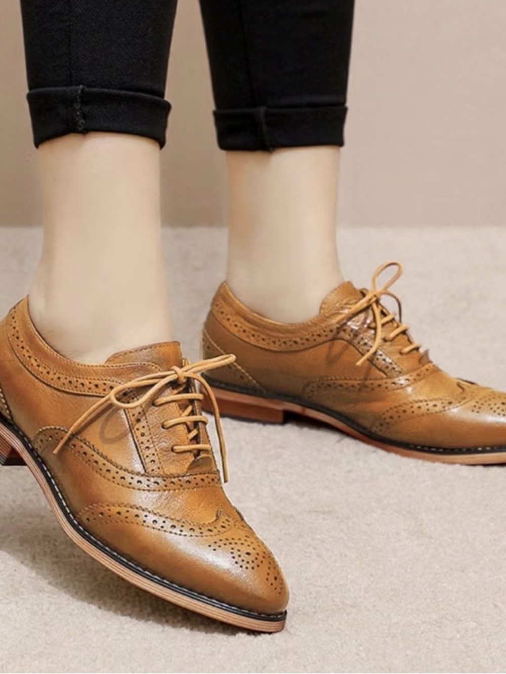 Mona Flying New Wingtip Leather Oxford Handmade Italy US 8 Derby Brogue